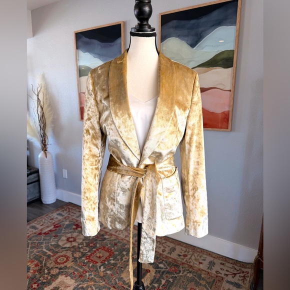 ASOS Design Gold Velvet Jacket - Picture 6 of 8